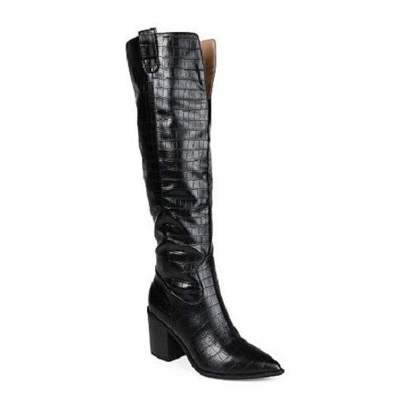 Journee Collection Women's Therese Extra Wide Calf Stacked Boot, Black Size 8.5M - Picture 1 of 4